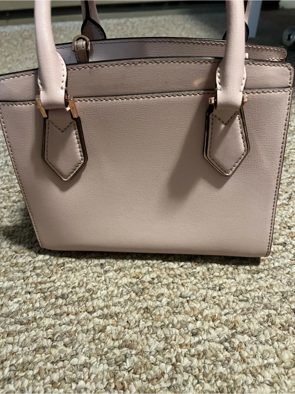 Michael Kors Blush Pink Leather Top-Handle Satchel with Gold MK Emblem